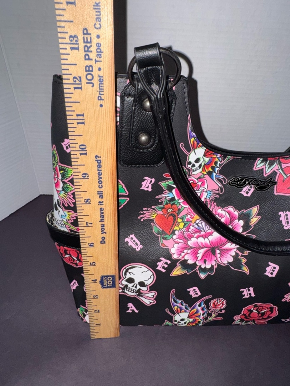 Ed Hardy Black Floral Skull Tote Bag - Pink Accents BNWT - Picture 8 of 11